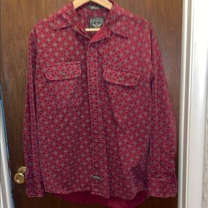 Dockers size M long-sleeved button-down dark red print shirt